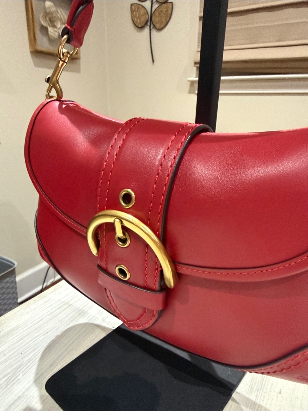 Coach Red Soho Buckle Flap Leather Hobo Bag With Gold… - Gem